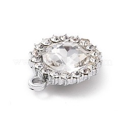 合金ラインストーンペンダント  フラットラウンドのチャーム  プラチナ  クリスタル  19x15.5x6mm  穴：2mm&nbsp;ALRI-C008-58P-01
