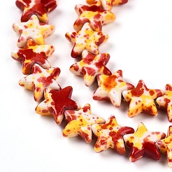 С напылением окрашенные синтетические бирюзовые бусинки&nbsp;UNKW-T001-11K-04