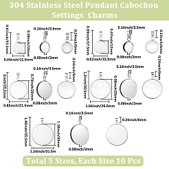 50 шт. 5 стиля подвески из нержавеющей стали 304 с кабошонами&nbsp;STAS-BBC0007-38