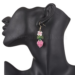 Серьги-подвески из бисера из нержавеющей стали 304 в виде цветка EJEW-MZ00470-05