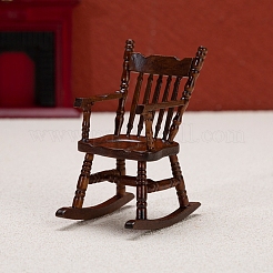 木製ロッキングチェアのミニチュア装飾品  マイクロランドスケープドールハウスアクセサリー  小道具の装飾のふりをする  暗赤色  47x66x85mm&nbsp;PW-WG26193-01