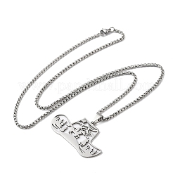 201 полое ожерелье с ковбойской шляпой из нержавеющей стали&nbsp;LS-NJEW-H065-27P