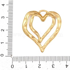 打ち出し加工された304ステンレススチールペンダント  ダブルハートチャーム  ゴールドカラー  33.5x29.5x3mm  穴：3x4mm&nbsp;STAS-D264-06C-G