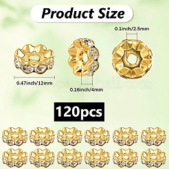 120 шт. Латунные бусины со стразами&nbsp;RB-PA0001-03G-01