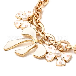 2 шт. 2-цветный эмалированный белый и черный подвесной бант из цинкового сплава с цепочкой для сумки AJEW-BA00162