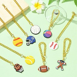 9 шт. 9 стиля шармы для пластиковых стаканчиков из ПВХ с изображением мяча&nbsp;HJEW-CJ0001-18