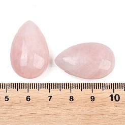 天然石ローズクォーツペンダント  ティアドロップチャーム  28~28.5x18~18.5x6~6.5mm  穴：2.5~3mm&nbsp;G-B195-02I