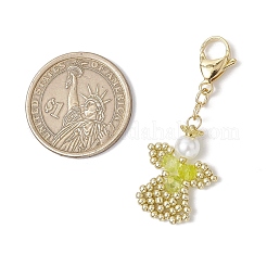 Подвеска в виде ангела из стеклянного жемчуга и стеклянных бусин&nbsp;HJEW-MZ00210-06