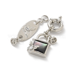 Латунные застежки с пружинным кольцом из прозрачного кубического циркония с микропаве KK-Z083-10P-02