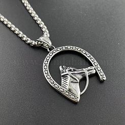 Винтажное ожерелье с подвеской в виде головы лошади из нержавеющей стали 304 в стиле панк-стрит ZB8161