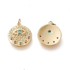 Colgantes martillados de circonita cúbica micro pavé de latón&nbsp;ZIRC-L098-011G