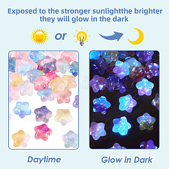 32 шт. двухцветные светящиеся прозрачные кабошоны из смолы в форме звезды&nbsp;RESI-TA0004-28