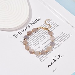 Браслет из бисера в форме сердца из натурального серого агата BJEW-JB08697-04