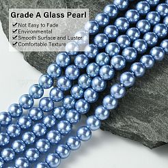 環境に優しい染色ガラスパールラウンドビーズ連売り  コットンコードねじ切り  モーブ  6mm  穴：1.2~1.5mm  約72個/連  15インチ&nbsp;X-HY-A008-6mm-RB015
