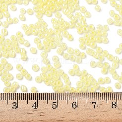 8/0セイロンラウンドガラスシードビーズ  シャンパンイエロー  サイズ：直径約3mm  穴：1mm  約1101個/50g&nbsp;X-SEED-A011-3mm-153
