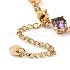 Браслеты-цепочки из разноцветных стеклянных звеньев BJEW-B075-07