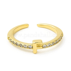 Кольцо-манжета с открытой буквой из прозрачного кубического циркония RJEW-H120-09G-F