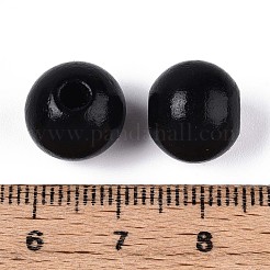 Perles rondes en bois de schima naturel peintes au pistolet&nbsp;LS-WOOD-A018-12mm-03-1