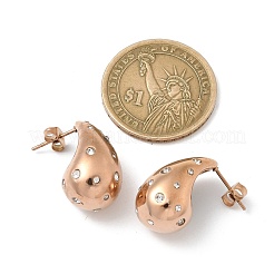 Серьги-гвоздики в форме капли из нержавеющей стали 304&nbsp;EJEW-B108-05RG-A