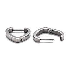 変色しにくい304ステンレススチールのハートハギーフープピアス  ハート  ステンレス鋼色  15x16.5x3mm  ピン：1mm&nbsp;STAS-J033-15P