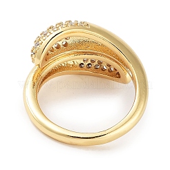 Покрытие стойки латунь паве прозрачный кубический цирконий открытые манжеты кольца&nbsp;RJEW-M172-08G