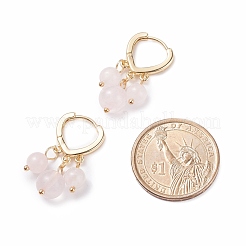 ラウンドナチュラルジェムストーンダングルフープピアス  女性のための真鍮のアクセサリー  ゴールドカラー  30mm  ピン：1mm&nbsp;EJEW-JE04883