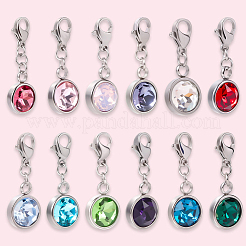 12 шт. 12-х цветные подвески из нержавеющей стали 304 со стразами&nbsp;STAS-BBC0007-19