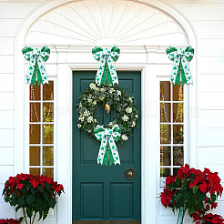 Бант из полиэстера с узором клевера для украшения вечеринки ко дню святого патрика&nbsp;AJEW-WH20080-04B