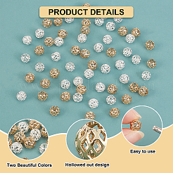 60 шт. двухцветные долговечные полые латунные бусины с покрытием&nbsp;KK-PH0003-24