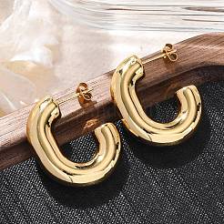 Серьги-гвоздики из нержавеющей стали 304 в форме буквы С&nbsp;EJEW-A125-11G