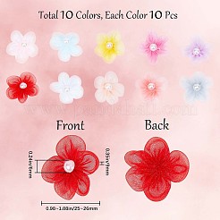 100 Stück 10 Farben Organza 5-Blütenblatt Blumenornament Zubehör&nbsp;DIY-GF0006-94
