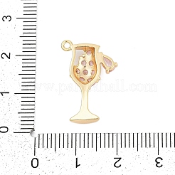 真鍮製マイクロパヴェキュービックジルコニアペンダント  ワイングラス  ピンク  20.5x14.5x4mm  穴：1.2mm&nbsp;ZIRC-P122-06G-02