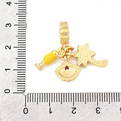 Латунные подвески-шармы с камелией и кубическим цирконием KK-F904-12G