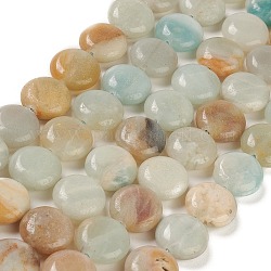 Brins de perles d'amazonite de fleurs naturelles, plat rond, 14.6~15.5x6~6.5mm, Trou: 0.8mm, Environ 27 pcs/chapelet, 15.59''~15.87'' (39.6~40.3 cm)