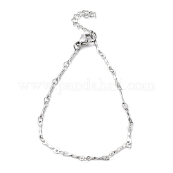 304 Stainless Steel Textured Bar Link Chain Bracelets, Stainless Steel Color, 7-1/8 inch(18.1cm)