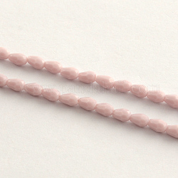 Glass Beads Strands, Faceted, Teardrop, Pink, 5x3mm, Hole: 1mm, about 99~101pcs/strand, 19.7inch