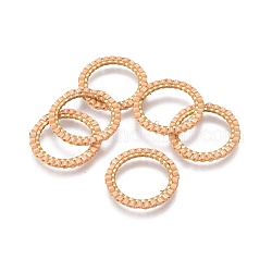 Miyuki & toho perles de rocaille japonaises faites à la main, avec anneau connecteurs en 304 acier inoxydable plaqué or, motif de tissage, Anneau / cercle, peachpuff, 18~19x1.7mm, diamètre intérieur: 14 mm
