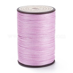 Ficelle ronde en fil de polyester ciré, cordon micro macramé, cordon torsadé, pour la couture de cuir, lilas, 0.8mm, environ 54.68 yards (50 m)/rouleau
