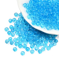Perles en acrylique transparente, facette, rondelle, bleu profond du ciel, 4x3.5mm, Trou: 1.5mm, environ 14000 pcs/500 g
