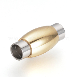304 chiusura magnetica in acciaio inossidabile con estremità incollate, ovale, oro & colore acciaio inossidabile, 20x9mm, Foro: 5 mm