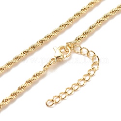 Ожерелье из латунной веревочной веревки для женщин, без кадмия и без свинца, реальный 18k позолоченный, 17.60 дюйм (44.7 см)