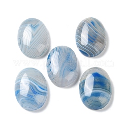 Cabuchones de ágata rayada natural / ágata rayada, teñido y climatizada, oval, cielo azul profundo, 24.5~25x18x6.5~7mm