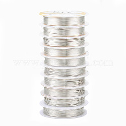 Round Copper Jewelry Wire, Long-Lasting Plated, Silver Color Plated, 20 Gauge, 0.8mm, about 9.84 Feet(3m)/roll