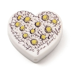 Силиконовые фокусные бусины в форме сердца, жевательные бусины для чайников, DIY уход за ожерельем, цветок, 26x28x8 мм, отверстие : 2 мм