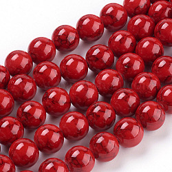 Kunsttürkisfarbenen Perlen Stränge, gefärbt, Runde, rot, 10 mm, Bohrung: 1 mm