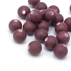 Spray Painted Acrylic Beads, Rubberized Style, Round, Coconut Brown, 10x9.5mm, Hole: 2mm, about 950pcs/500g