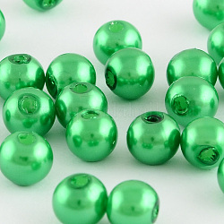 Perles rondes en plastique ABS imitation perle, vert printanier, 12mm, Trou: 2mm, environ 220 pcs/200 g