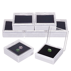 BENECREAT 10Pcs White Gemstone Display Box Jewelry Box Container with Clear Top Lids and Black Sponge for Gemstone, Jewelry, Coins, Crystal Diamond Display, 4.3x4.1x1.5cm