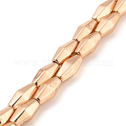 Electroplated Synthetic Magnetic Hematite Beads Strands, Rhombus, Rose Gold Plated, 12~12.3x5.2~5.8x5.2~5.8mm, Hole: 1.2mm, about 33pcs/strand, 17.91''(45.5cm)