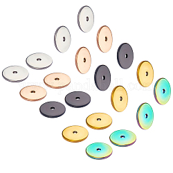 Placage sous vide unicraftale 304 perles d'espacement en acier inoxydable, disque, couleur mixte, 8x0.8mm, Trou: 1.2mm, 5 couleurs, 10 pcs / couleur, 50 pcs / boîte
